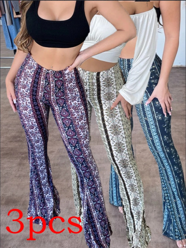 High Elastic Tight Pants Slim Sexy Print Trousers Womens Clothing