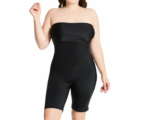 InstantFigure Plus Size Strapless Bandeau Bodyshorts open gusset