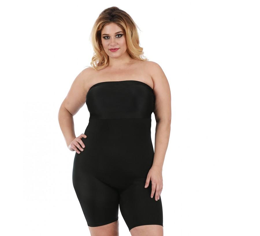 InstantFigure Plus Size Strapless Bandeau Bodyshorts open gusset